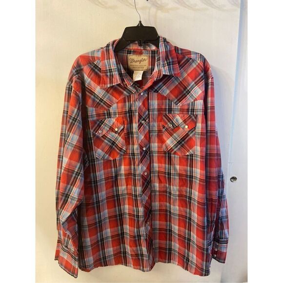 Wranglers Western Snap Pearl Buttons Red Checkered xxl Wm124RD - Picture 1 of 6
